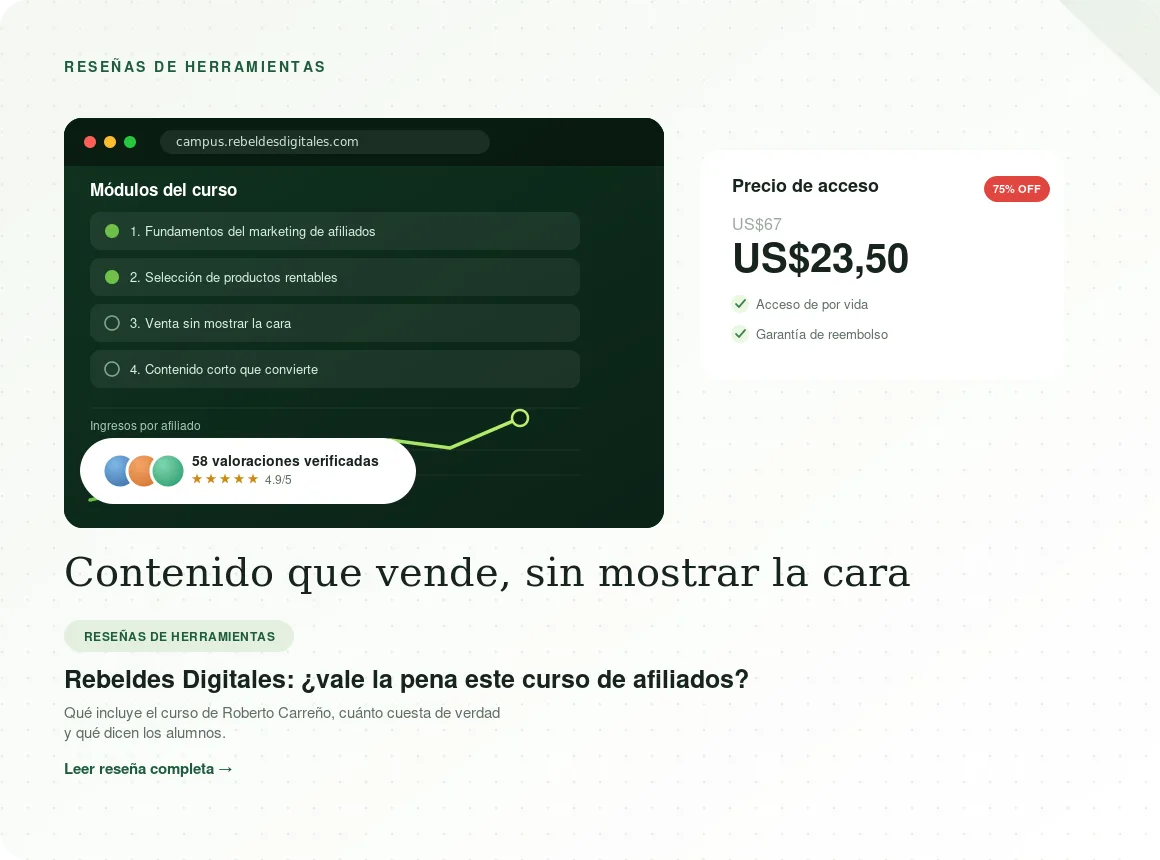 Opinión sobre Rebeldes Digitales, curso de marketing de afiliados